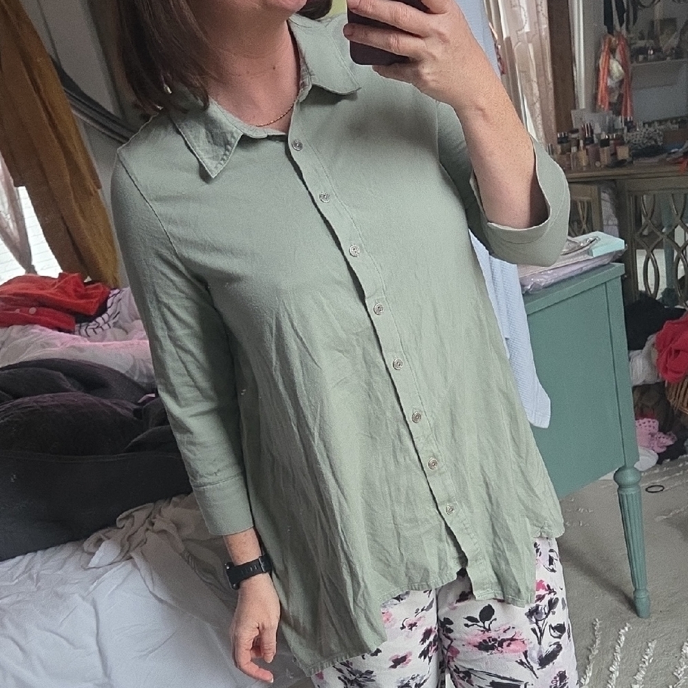 Soft Surroundings Trapeze Hem Buttondown Top